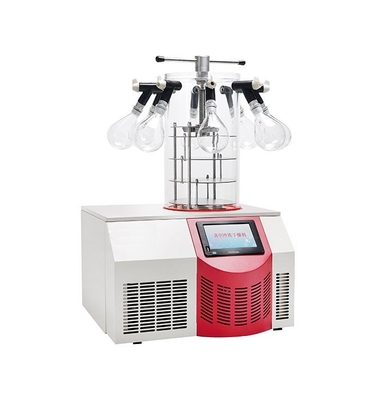 300ml multi-pipe and top-press lab freeze dryer with standard sealing chamber and 8 manifold ports